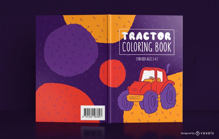 Design de capa de livro de colorir de trator Design de capa de livro de colorir de trator