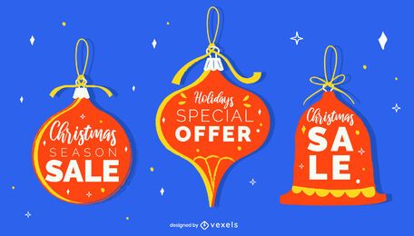 Paquete de etiquetas de venta de adornos navideños