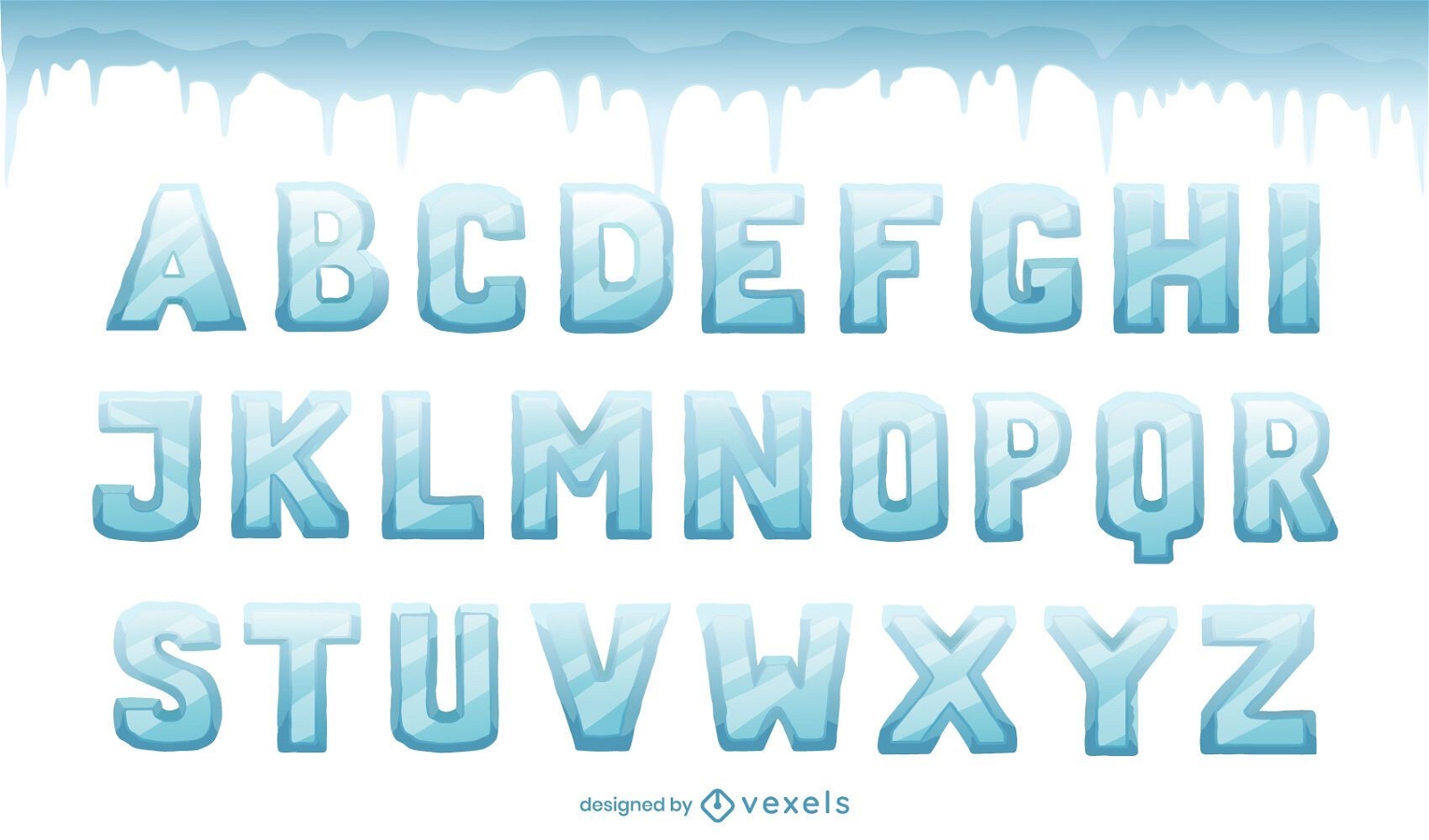 Conjunto de letras do alfabeto de gelo