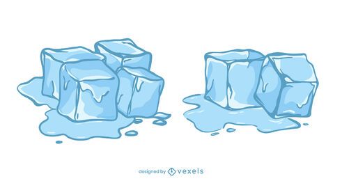 Conjunto de ilustración de cubitos de hielo
