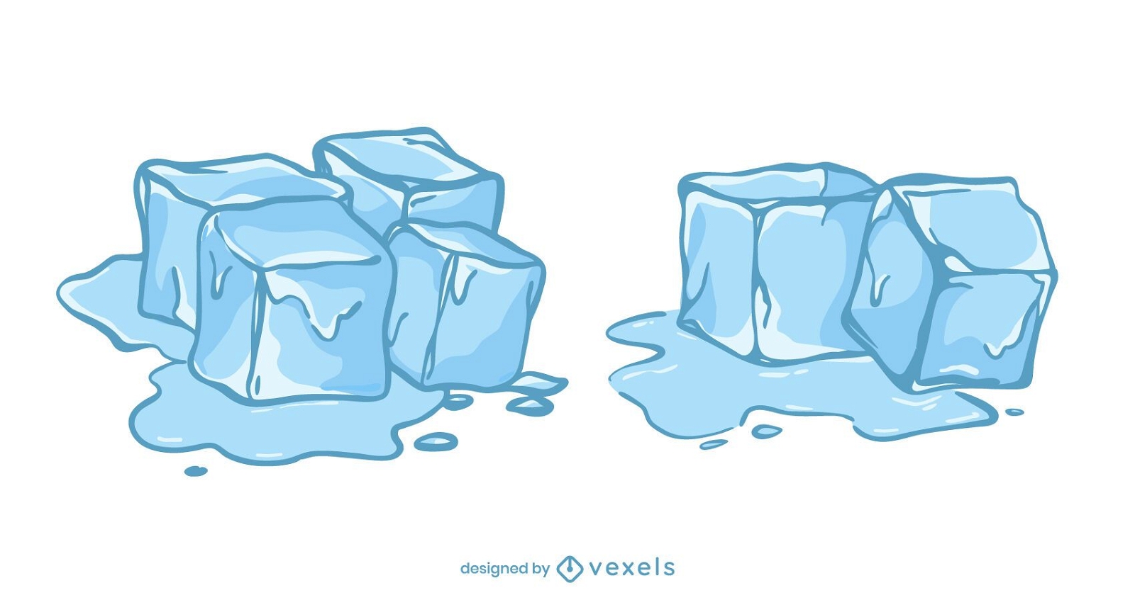 Ice cubes illustration set