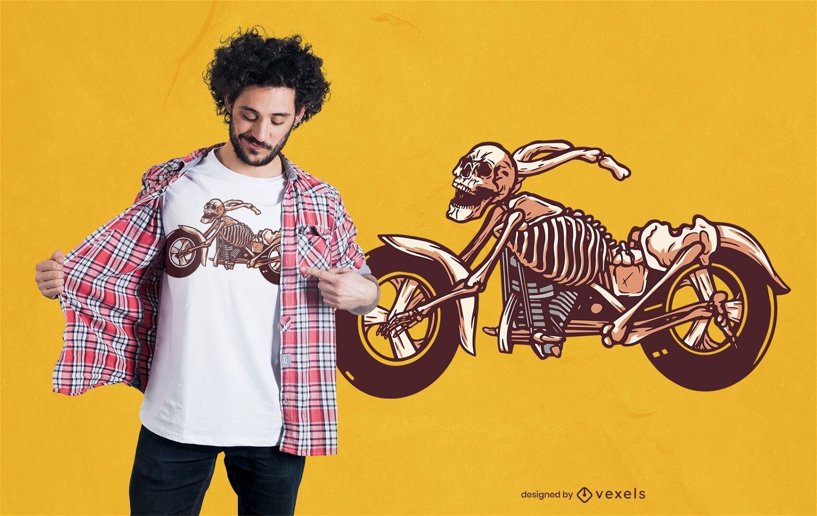 Design de camiseta com esqueleto de bicicleta