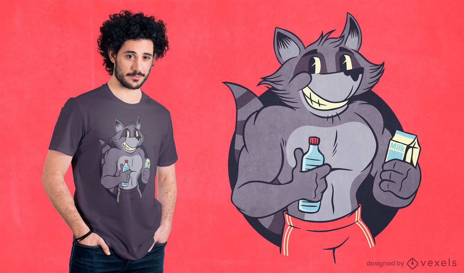 Muscular raccoon t-shirt design