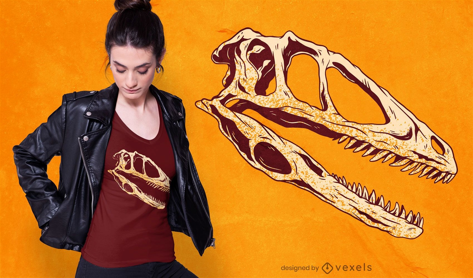Diseño de camiseta de calavera de dinosaurio