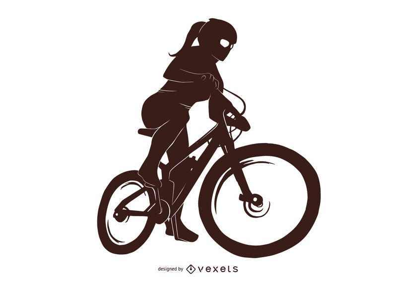 Diseño de silueta de niña de bicicleta Diseño de silueta de niña de bicicleta