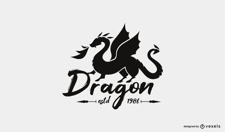 Modelo de logotipo de silhueta de dragão