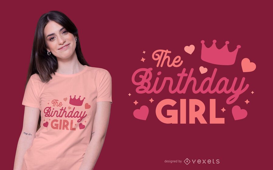 Design de t-shirt de letras de menina aniversário Design de t-shirt de letras de menina aniversário