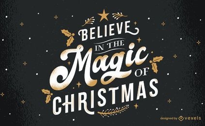 Magic Of Christmas Lettering Design Vector Download