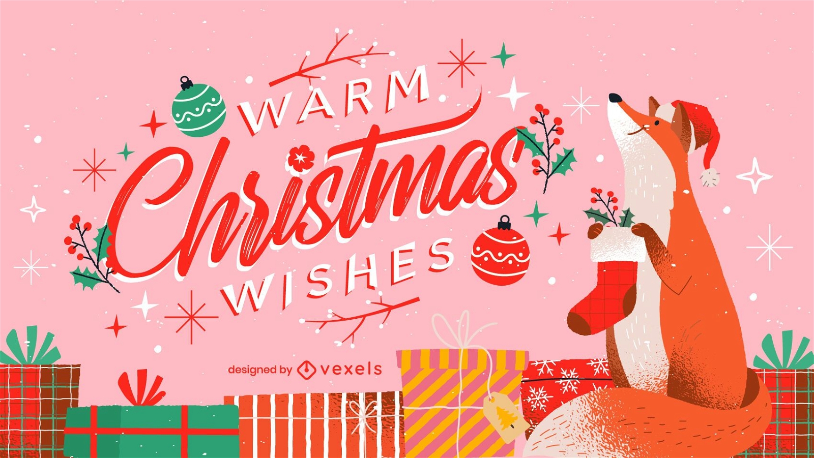 Warm Christmas Wishes Lettering Vector Download