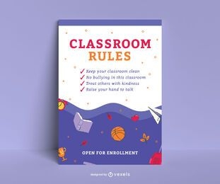 School classroom rules poster design