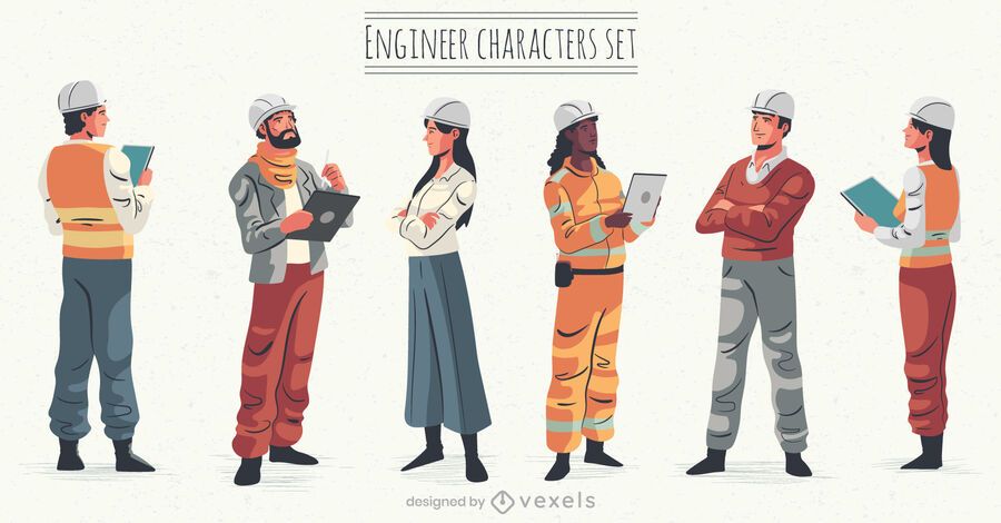 Engineer character illustration set Engineer character illustration set