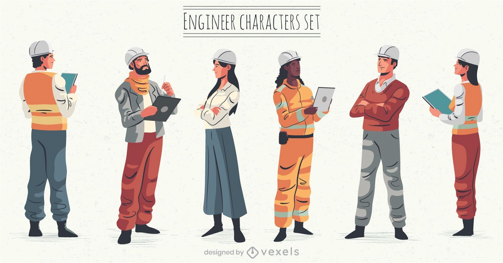 Engineer character illustration set