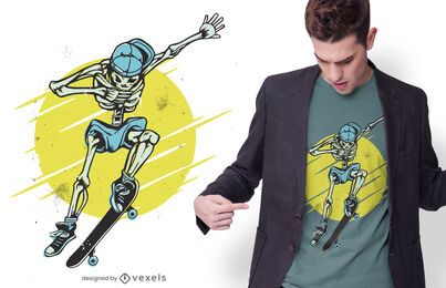 Skater Skelett T-Shirt Design