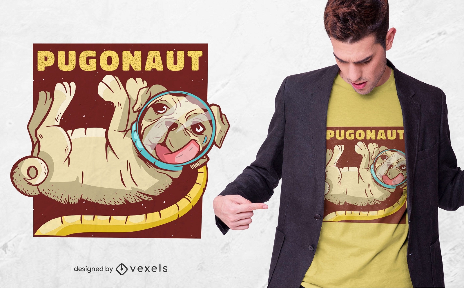 Pug astronaut t-shirt design