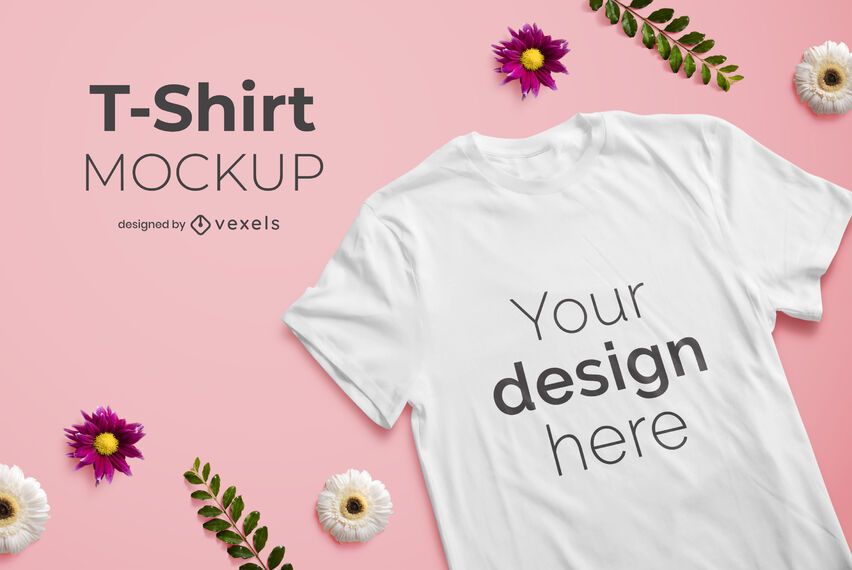 Floral Composition T-shirt Mockup Floral Composition T-shirt Mockup