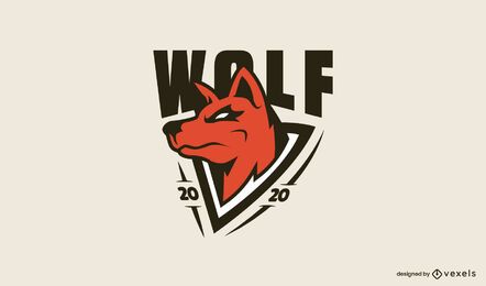 Modelo de logotipo de cabeça de lobo vermelho