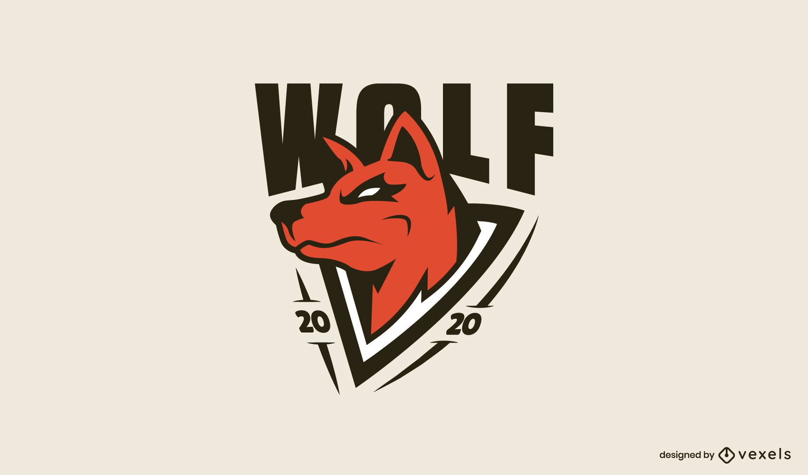 Modelo de logotipo de cabeça de lobo vermelho