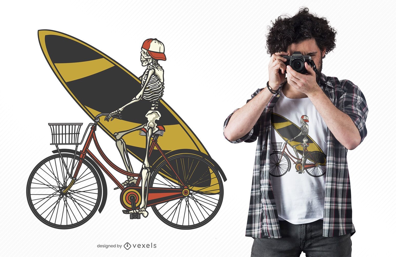 Design de camiseta de ciclismo esqueleto