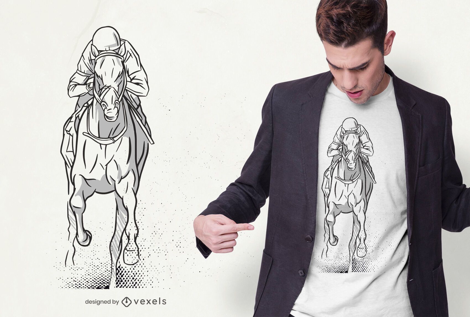 Hand drawn horse racing t-shirt design