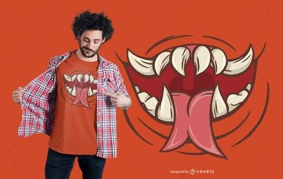 Diseño de camiseta de boca de monstruo espeluznante