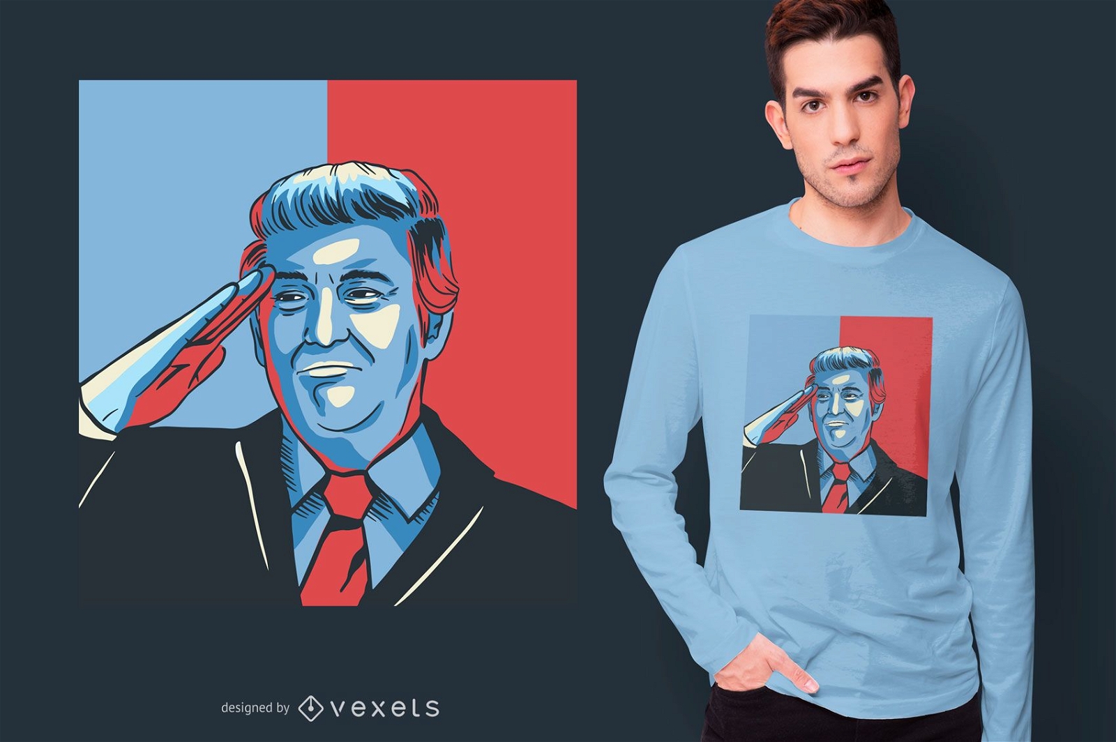 Design de camiseta de Donald Trump saudação