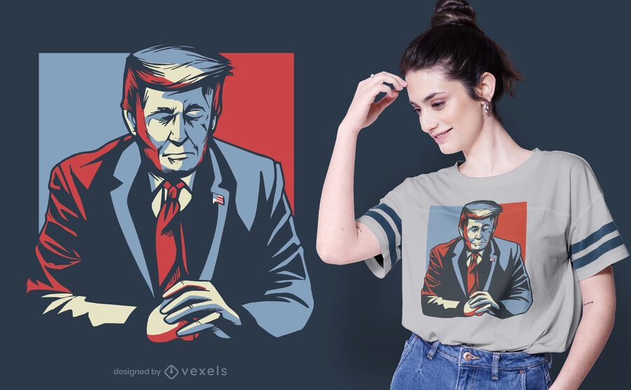 Donald Trump de olhos fechados design de t-shirt Donald Trump de olhos fechados design de t-shirt