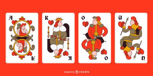 Paquete de cartas de traje de corazones de Tarock de Baviera