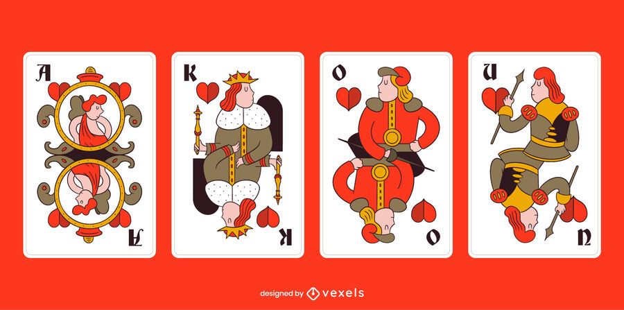 Paquete de tarjetas de traje de corazones de Tarock bávaro Paquete de tarjetas de traje de corazones de Tarock bávaro
