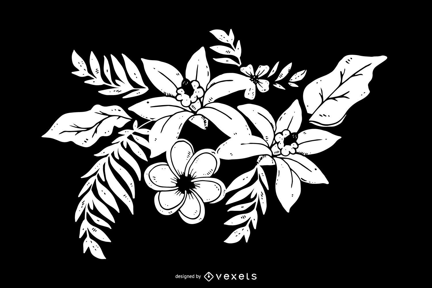 Decora O De Flores Em Preto E Branco Baixar Vector