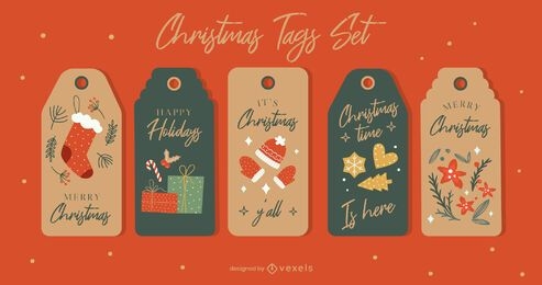 Merry christmas tag set
