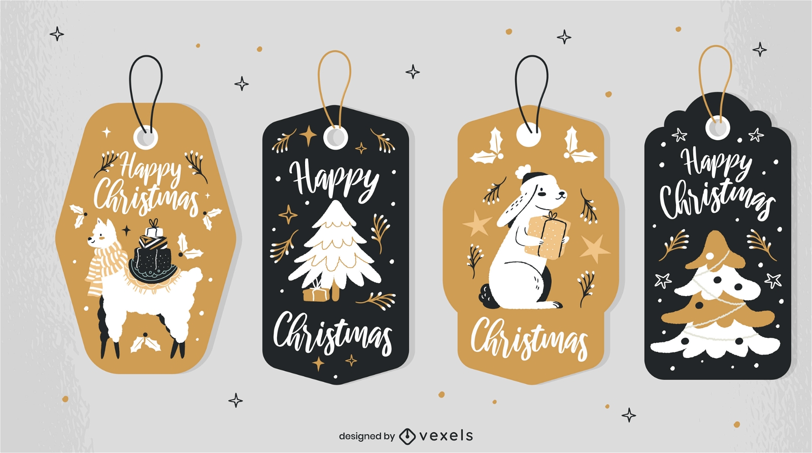 Christmas animal tag set