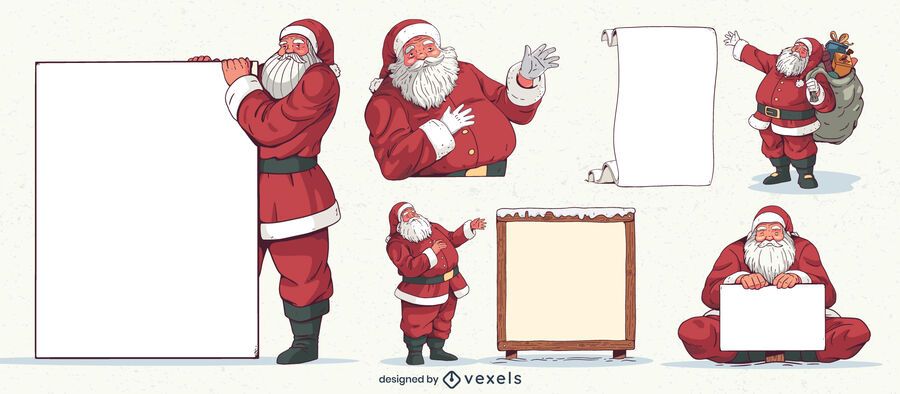 Conjunto de caracteres de placas em branco de Papai Noel Conjunto de caracteres de placas em branco de Papai Noel