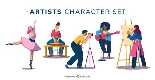 Artist character illustration set