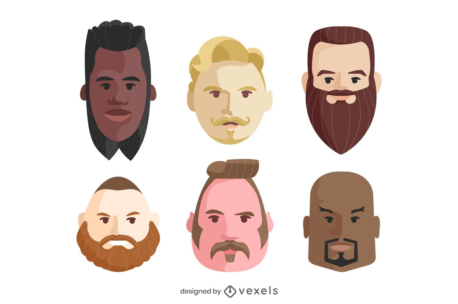 Conjunto de ilustración de barbas de hombres