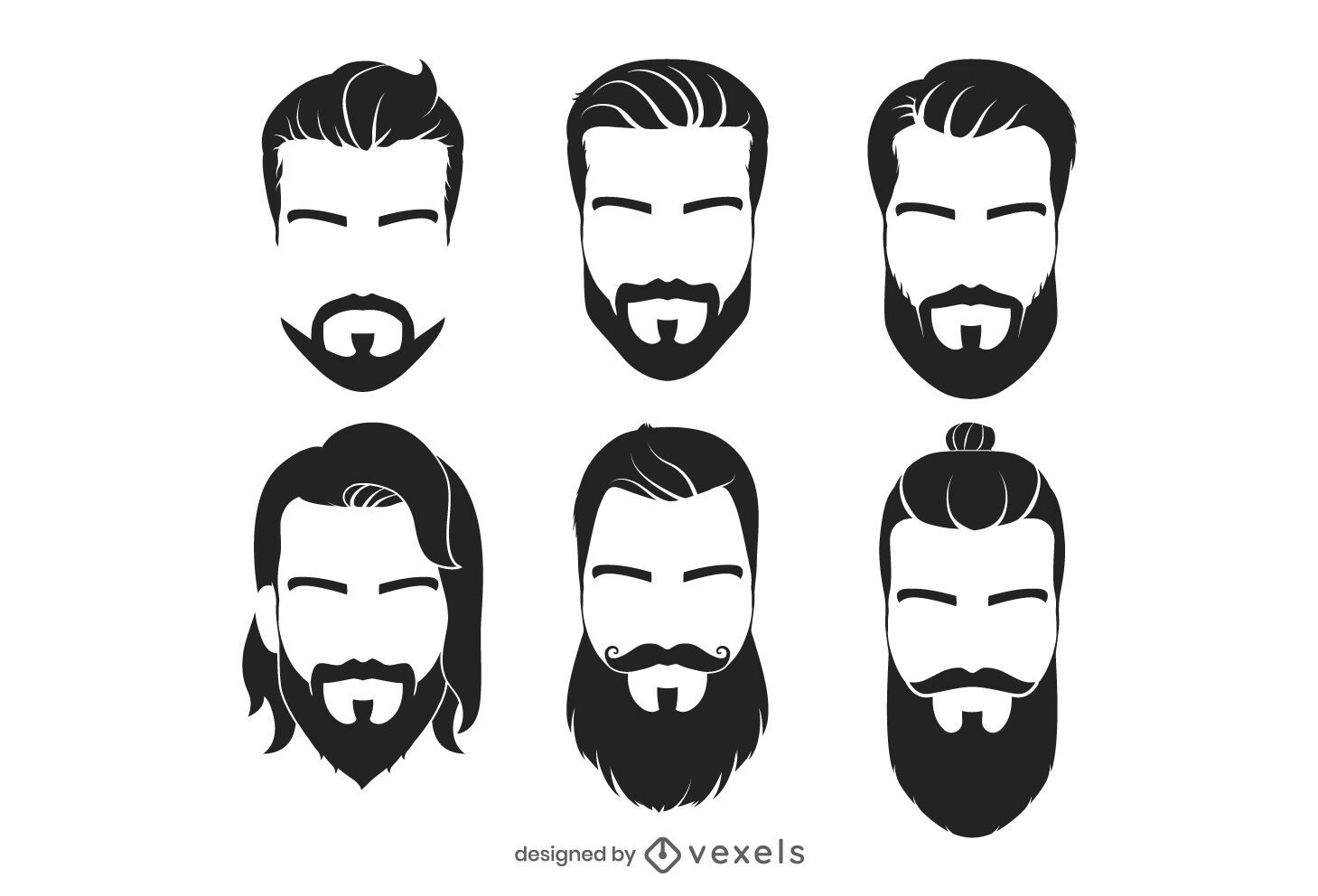 Conjunto de ilustração de cabelo facial hipster