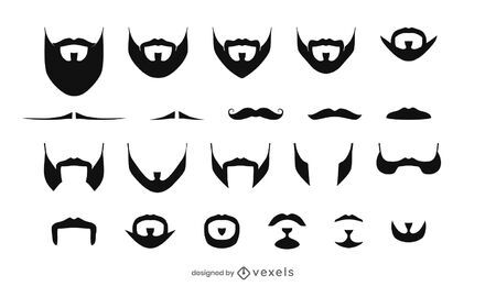 Conjunto de ilustración de barbas y bigotes Conjunto de ilustración de barbas y bigotes