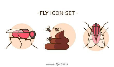 Conjunto de iconos de mosca