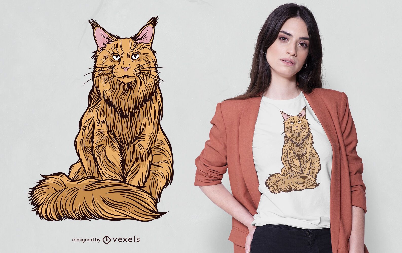 Design de camiseta de gato Maine Coon
