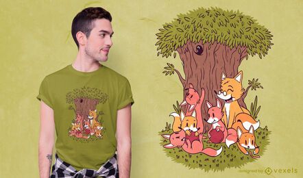 Diseño de camiseta de familia zorros. Diseño de camiseta de familia zorros.
