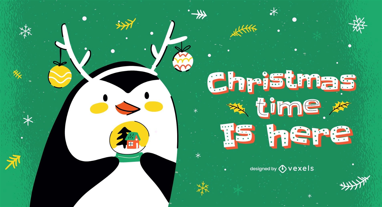 Penguin animal in christmas illustration
