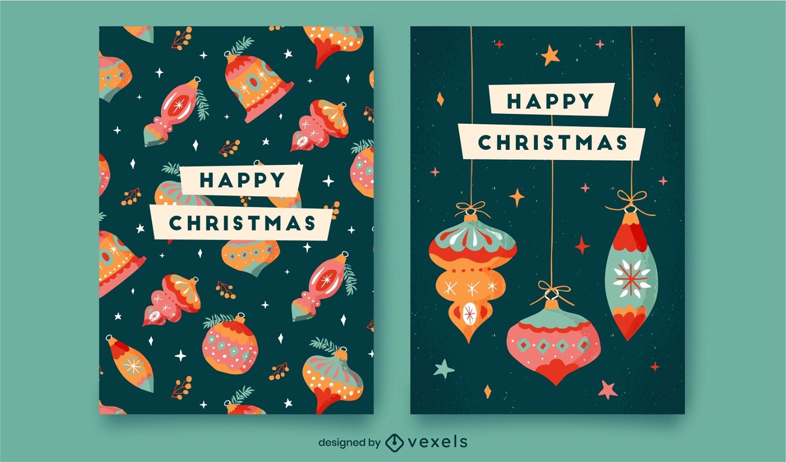 Merry christmas card template set