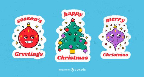 Weihnachtsaufkleber Cartoon-Set
