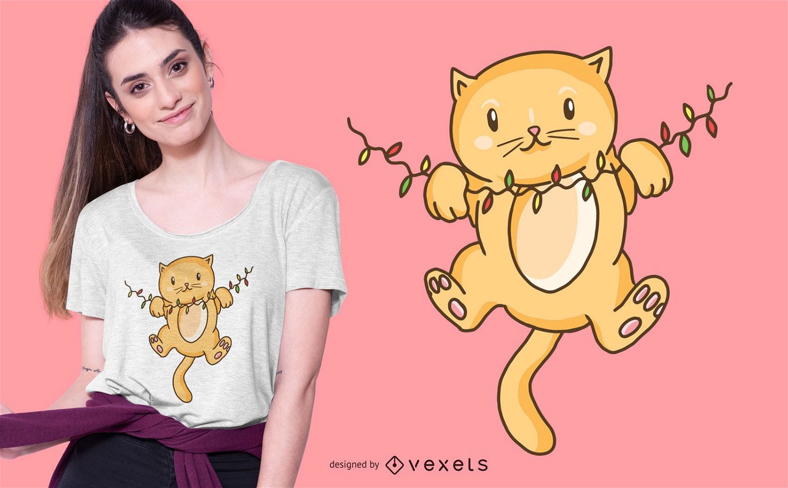 Design de t-shirt de gatinho fofo