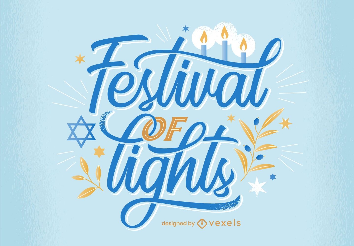 Festival de luces diseño de letras de hanukkah