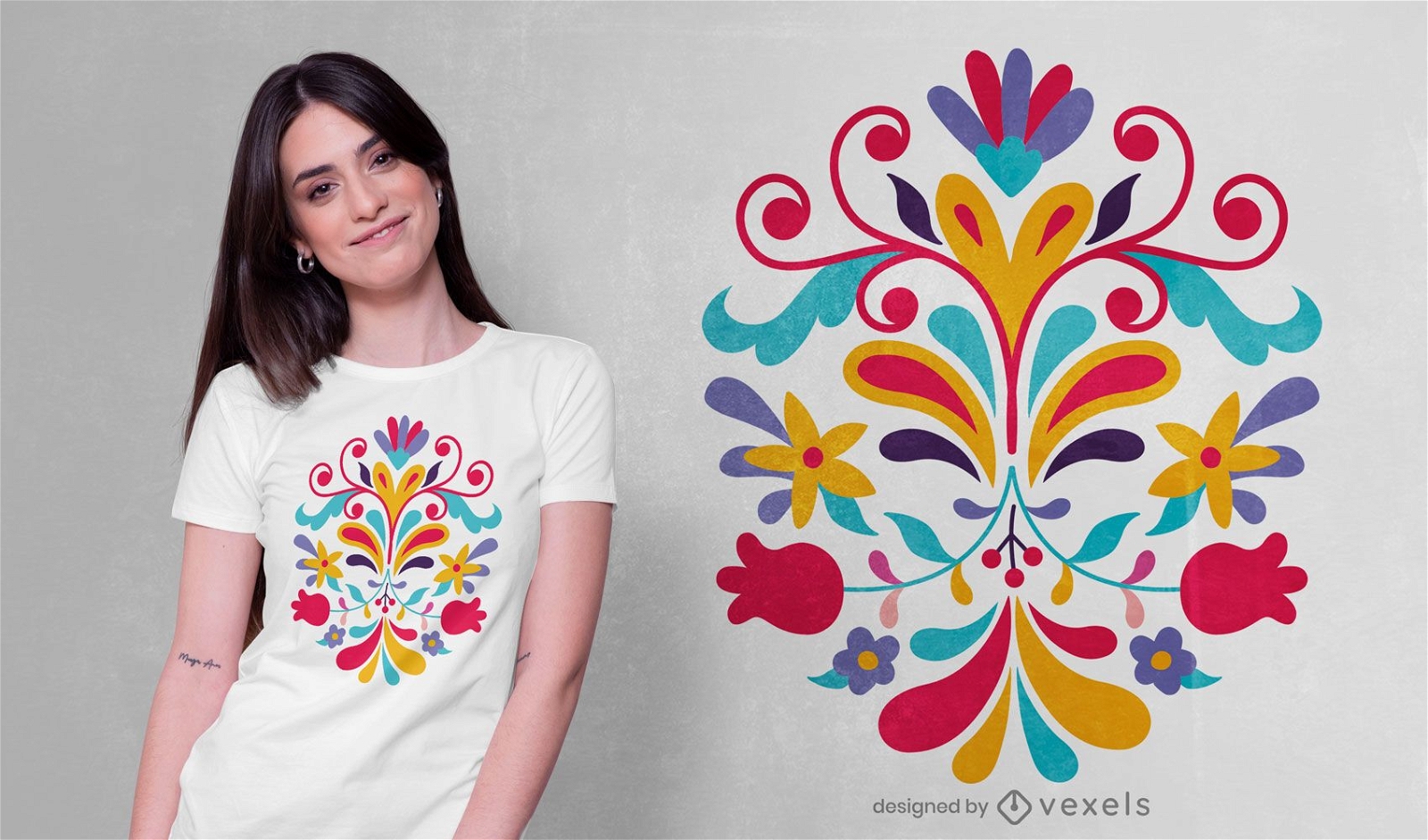 Mexican Otomi Flower T-shirt Design
