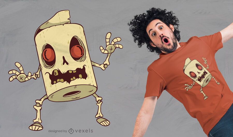 Zombie Toilet Paper Monster T-shirt Design Zombie Toilet Paper Monster T-shirt Design
