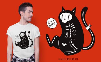 Diseño de camiseta de esqueleto gato Diseño de camiseta de esqueleto gato