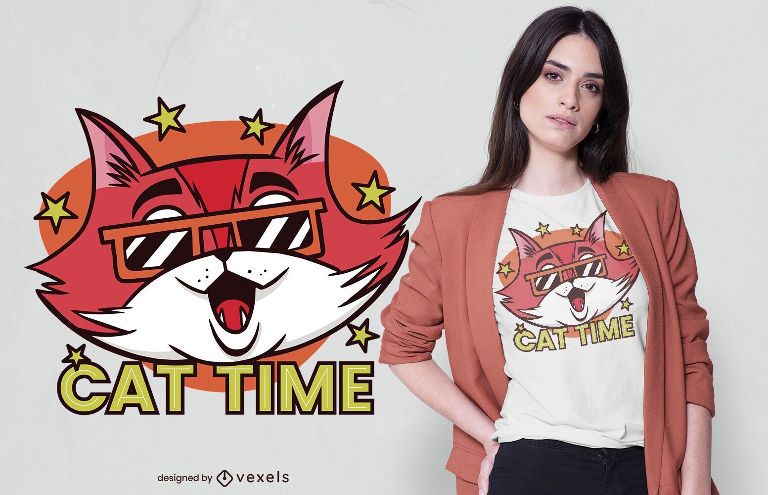 Cat Time T-Shirt Design
