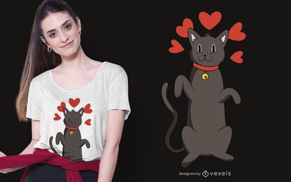 Design de camiseta do gato preto