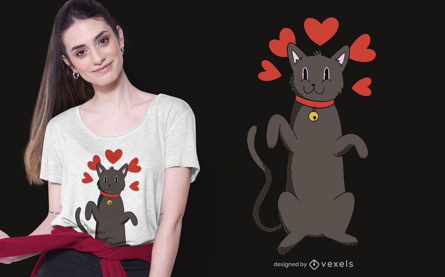 Projeto do t-shirt do amor do gato preto Projeto do t-shirt do amor do gato preto